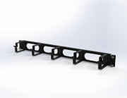 Горизонтальный органайзер Mastermann 19", 1U, 5 колец, с окнами