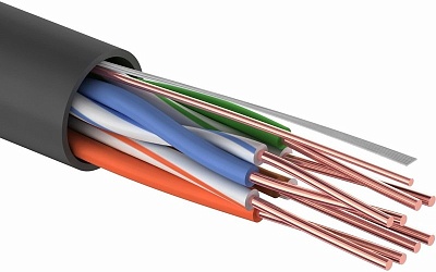 01-0045-3 Кабель витая пара омедненный, U/UTP, CAT 5e, PE, 4PR, 24AWG, OUTDOOR, SOLID, черный, 305м